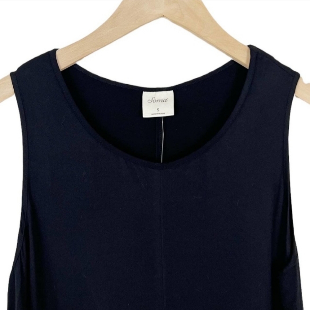Soma Chiffon Trim Sleeveless Tunic Top in Black Size Small-NWT - Picture 5 of 8